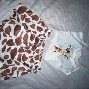 Giraffe Print Pajama Set